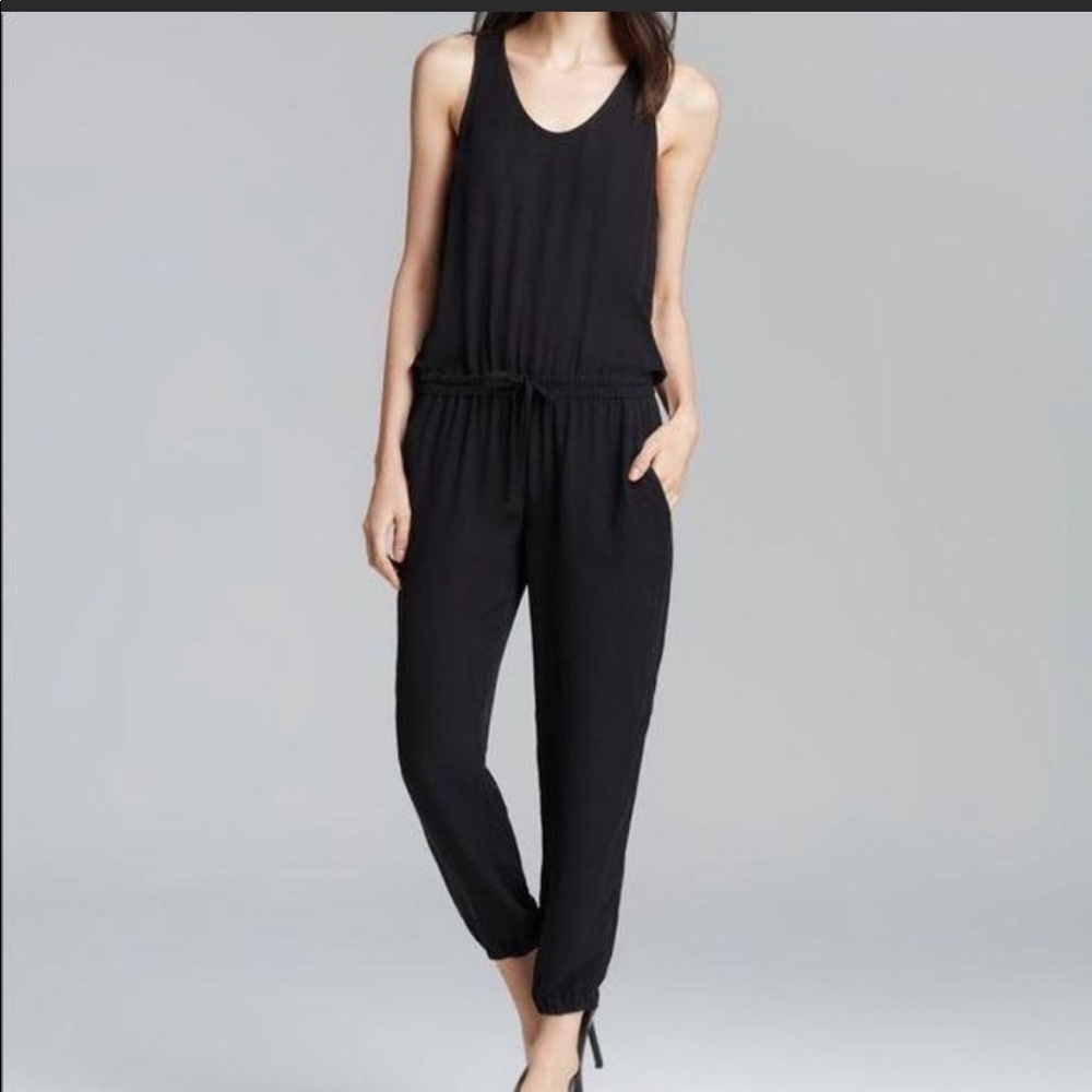 Theory 100% Silk Lortan Sheer Jogger Jumpsuit